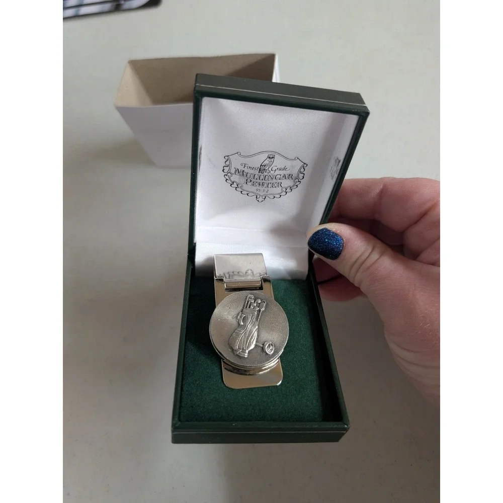 Mullingar Pewter Money Clip Mens OS Silver NWT Golf Bag Stainless Steel Ireland